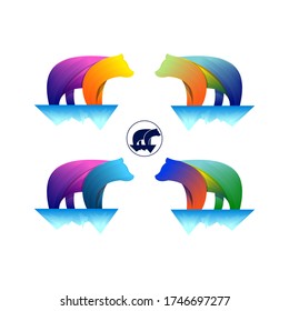 Bear logo colorful style design vector