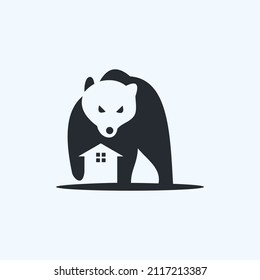 logo de la casa de oso. logotipo de construcción