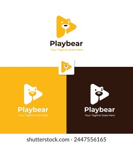 Bear Logo Design combined with play icon