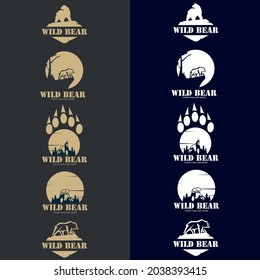 Bären Logo Design Symbol Silhouette Vektor. Vektor Illustration Design des Outdoor-Adventure-Logos