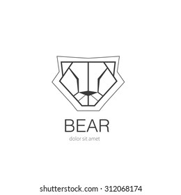 Bear logo design template. Stylized icon wild animal. Vector illustration.