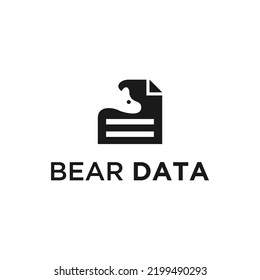 bear logo with document vector design graphic illustration creative idea
