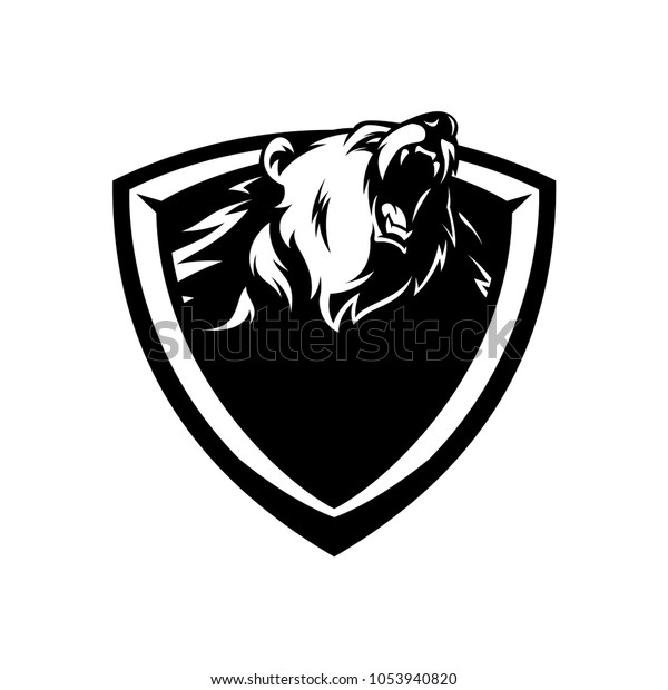 Bear Logo Emblem Black White Stock Vector (Royalty Free) 1053940820