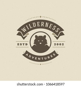 Bear logo emblem vector illustration. Outdoor adventure expedition, bear head silhouette shirt, print stamp. Vintage typography badge design.