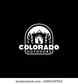 Bear logo emblem vector illustration silhouette for shirt or print stamp. Summer camp. Vector. Concept for shirt or patch, print, stamp. Vintage typography design with rv trailer, camping tent, campfi