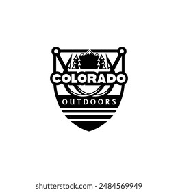 Bear logo emblem vector illustration silhouette for shirt or print stamp. Summer camp. Vector. Concept for shirt or patch, print, stamp. Vintage typography design with rv trailer, camping tent, campfi