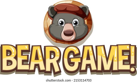 Plantilla de juego del logotipo del oso en la ilustración de fondo blanco