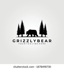 bear logo, grizzly bear, wildlife logo, bear vector illustration design