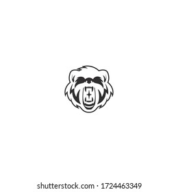bear logo icon design with simple line art style