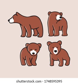 bear logo icon designs, sitting and standing. simple flat style.