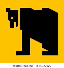 Bear logo icon on yellow editable background for commercial