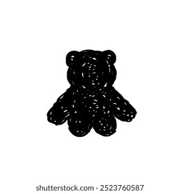 Bear logo icon sign Animal toy emblem Hand drawn ink scratch sketch Scary abstract design Chaotic cartoon doodle style Fashion print for clothes apparel greeting invitation card cover banner poster ad