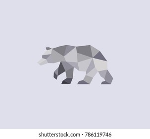 BEAR LOGO ICON SYMBOL. TRIANGLE GEOMETRIC  POLYGON ILLUSTRATION