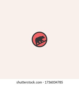 Bear logo icon template landscape and night sky vector design.

