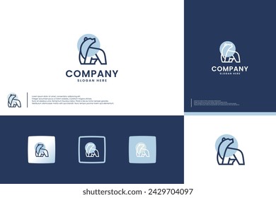 bear logo , line art style , simple animal design , logo vector design.