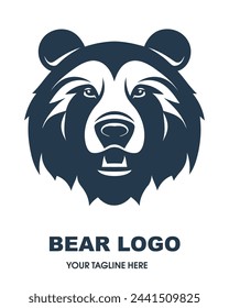 Bear logo line icons. Wild animal brand label. Grizzly vector illustration.