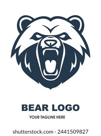 Bear logo line icons. Wild animal brand label. Grizzly vector illustration.