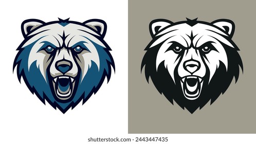 Bear logo line icons. Wild animal brand label. Grizzly vector illustration.