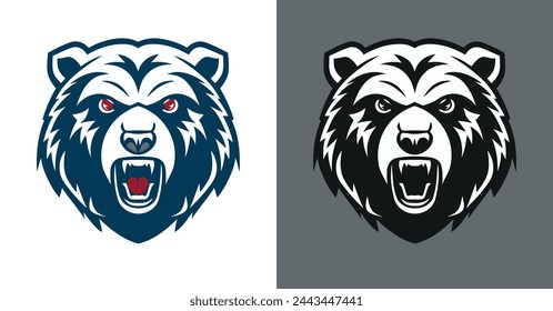 Bear logo line icons. Wild animal brand label. Grizzly vector illustration.