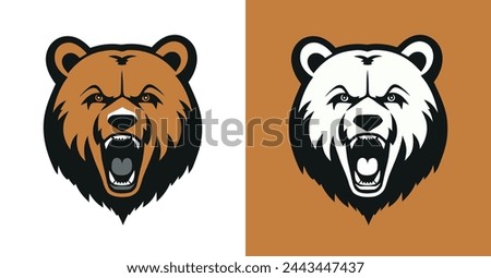 Bear logo line icons. Wild animal brand label. Grizzly vector illustration.
