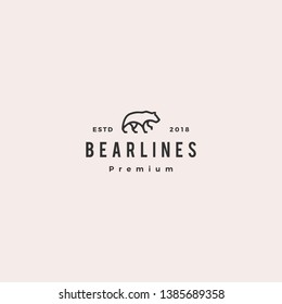 bear logo line monoline outline vector icon illustration