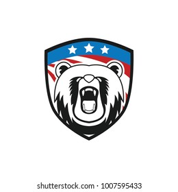 Bear logo mascot design head wildlife sport illustration emblem isolated team vector