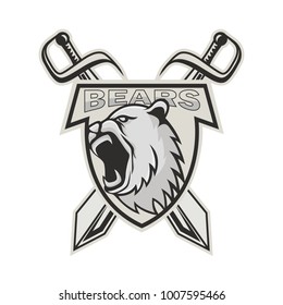 Bear logo mascot design head wildlife sport illustration emblem isolated team vector