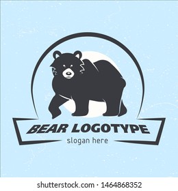 Bear logo. Bear mascot, emblem, symbol, icon. Can be used for T-shirts print, label, badge, sticker, logotype. Vector illustration.