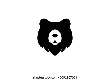 Bear Logo Minimal Symbol Design. Vector Logo Template. A modern outline of a bear head emblem as an organic and playful logomark. EPS10