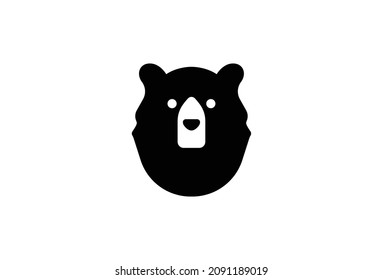 Bear Logo Minimal Symbol Design. Vector Logo Template. A modern outline of a bear head emblem as an organic and playful logomark. EPS10