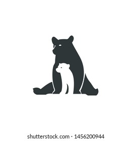 bear logo, negative space concept