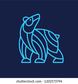 bear logo on blue background with lines
