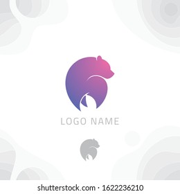 Bear logo on gradient flat style for app symbol. Creative logo identity can use for browser, t-shirt, billboard, website and company product.