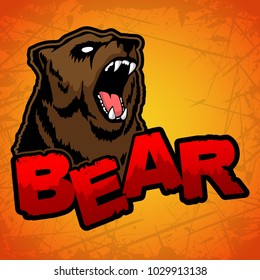 Bear logo on a yellow background. Vector illustration.