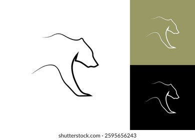 Bear logo outline icon abstract design line isolated graphic