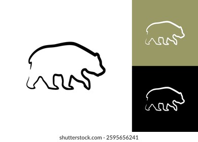 Bear logo outline icon design drawing line isolated graphic