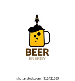 Bear logo, rocket energy for a real astronaut, vector illustration