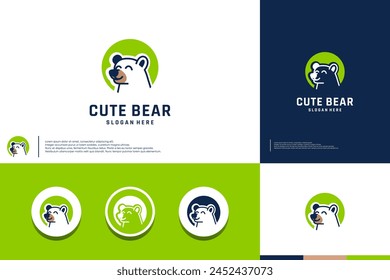 Bear logo with simple cartoon, for your corporate identity, logo design vector.