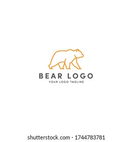 Bear logo template, line art animal