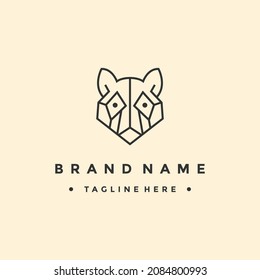 Bear logo template, line art animal
