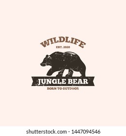 Bear logo template in outdoor vintage style. Bear logo. Outdoor logo concept