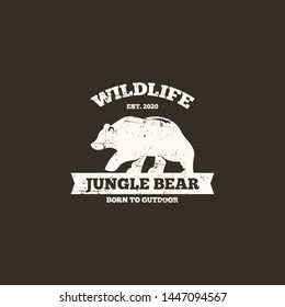 Bear logo template in outdoor vintage style. Bear logo. Outdoor logo concept