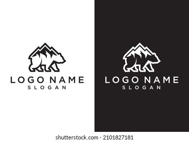 bear logo and vacation travel mountain