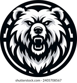 Vector del logotipo del oso con fiereza, sencillez y modernidad