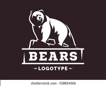 Bear logo - vector illustration, emblem design on brown background