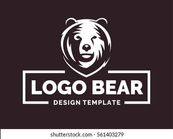 Bear logo - vector illustration, emblem design on brown background