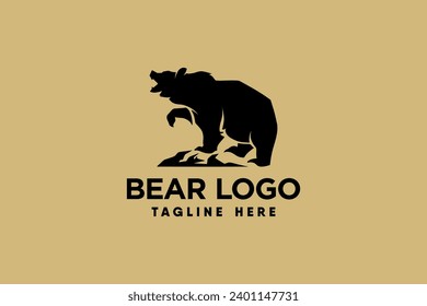 Bear logo vector with modern and clean silhouette style