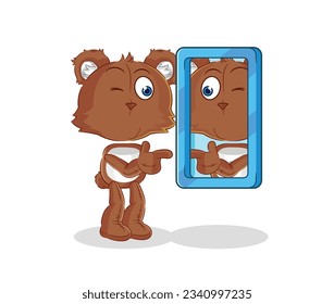 the bear looking into mirror cartoon. cartoon mascot vector