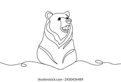 The bear looks away. A big powerful animal. Line drawing for different uses. World Bear Day. Vector illustration. Images produced without the use of any form of AI software at any stage. 