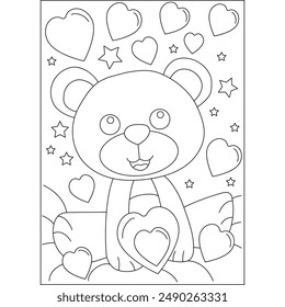 bear love and affection theme coloring book page for kids or grown adults coloring book mindful relaxation activity